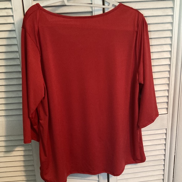 Red 3/4 Sleeve Blouse - Picture 4 of 4